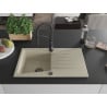 Mexen Cesar granite sink 1-bowl with drainer and Aster kitchen tap, beige - 6514-69-73450-70-B