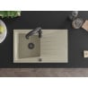 Mexen Cesar granite sink 1-bowl with drainer and Aster kitchen tap, beige - 6514-69-73450-70-B