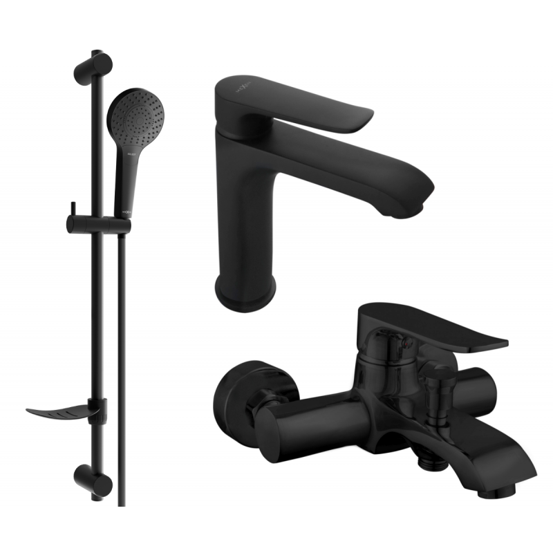 Mexen Pecos DF05 bath set, black - 72703DF05-70