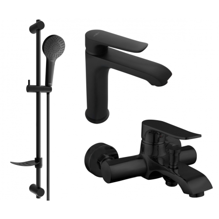 Mexen Pecos DF05 bathtub set, Black - 72703DF05-70