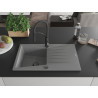 Mexen Cesar 1-bowl granite sink with drainer and kitchen faucet Aster, gray - 6514-71-73450-70-B