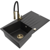 Mexen Cesar 1-compartment granite sink with a drip tray and kitchen mixer tap Aster, Black/Silver metallic - 6514-73-73450-57-G