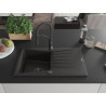 Mexen Cesar Granite Kitchen Sink 1-Bowl with Drainer and Aster Kitchen Faucet, Black/Gold Metallic - 6514-75-73450-70-B