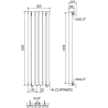 Mexen Nevada decorative radiator 1200 x 360 mm, 483 W, Black - W201-1200-360-00-70