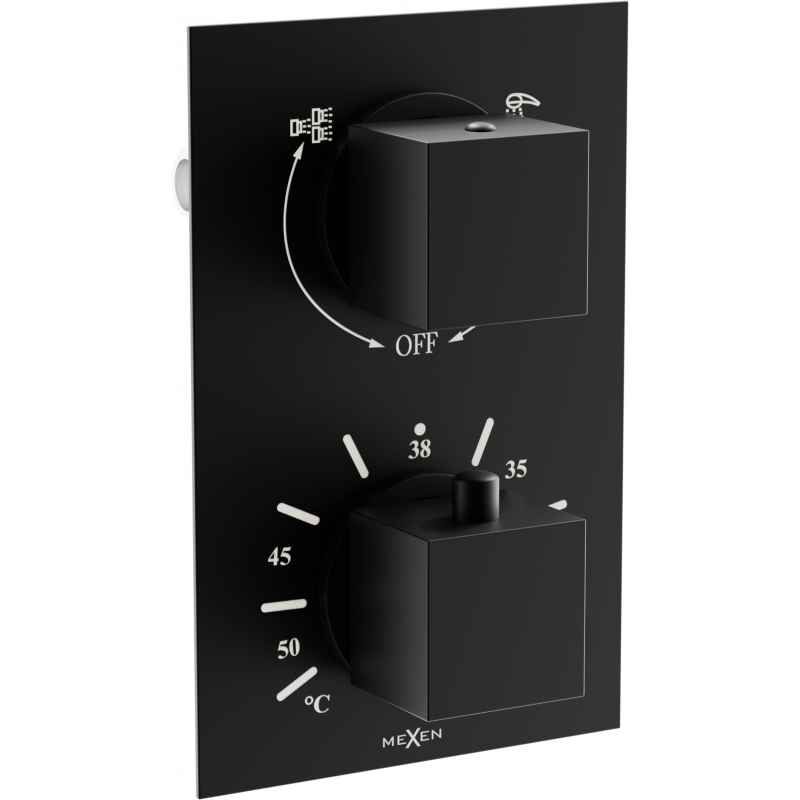 Mexen Cube thermostatic 2-outlet bath-shower faucet, black - 77502-70