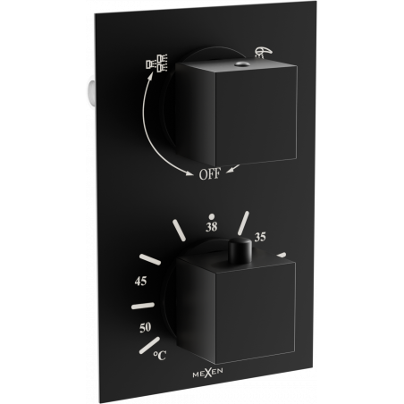 Mexen Cube thermostatic 2-outlet bath-shower faucet, black - 77502-70