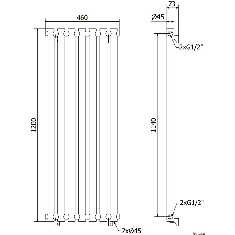 Mexen Texas decorative radiator 1200 x 460 mm, 659 W, white - W203-1200-460-00-20