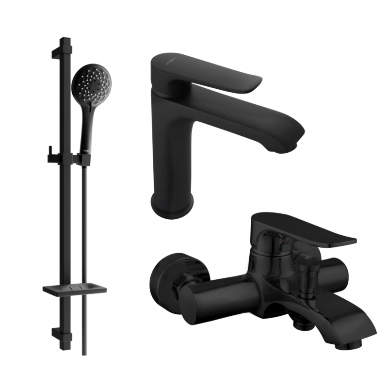 Mexen Pecos DQ40 bathtub set, Black - 72703DQ40-70