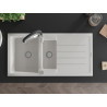 Mexen Andres granite sink 1.5-bowl with drainer and kitchen faucet Aster, white - 6515-20-73450-07