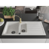 Mexen Andres 1.5-Bowl Granite Sink with Drainer and Aster Kitchen Faucet, White - 6515-20-73450-57-B