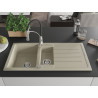 Mexen Andres granite sink 1.5-bowl with drainer and Aster kitchen faucet, beige - 6515-69-73450-07