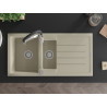 Mexen Andres granite sink 1.5-bowl with drainer and Aster kitchen faucet, beige - 6515-69-73450-07