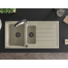 Mexen Andres 1.5-bowl granite sink with drainer and Aster kitchen faucet, beige - 6515-69-73450-07-B