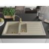 Mexen Andres 1.5-bowl granite sink with drainer and Aster kitchen faucet, beige - 6515-69-73450-57-G