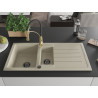 Mexen Andres granite sink 1.5-bowl with drainer and Aster kitchen faucet, beige - 6515-69-73450-57-B