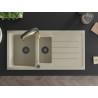 Mexen Andres granit sink 1.5-bowl with drainer and Aster kitchen faucet, beige - 6515-69-73450-57-B