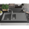 Mexen Andres 1.5-bowl granite sink with drainer and Aster kitchen faucet, gray - 6515-71-73450-07