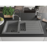 Mexen Andres granite kitchen sink 1.5-bowl with drainer and kitchen faucet Aster, gray - 6515-71-73450-07-B