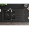 Mexen Andres granite sink 1.5-bowl with drainer and kitchen faucet Aster, black/gold metallic - 6515-75-73450-07-B