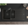 Mexen Andres 1.5-bowl granite sink with drainer and kitchen faucet Aster, black/gold metallic - 6515-75-73450-70-B