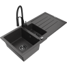 Mexen Andres 1.5-compartment granite sink with a drip tray and kitchen mixer tap Aster, spotted black - 6515-76-73450-70-B