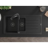 Mexen Andres granite sink 1.5-bowl with drainer and kitchen faucet Aster, black - 6515-77-73450-70-B