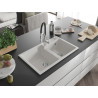 Mexen Tomas 2-chamber granite sink with Aster kitchen faucet, white - 6516-20-73450-07