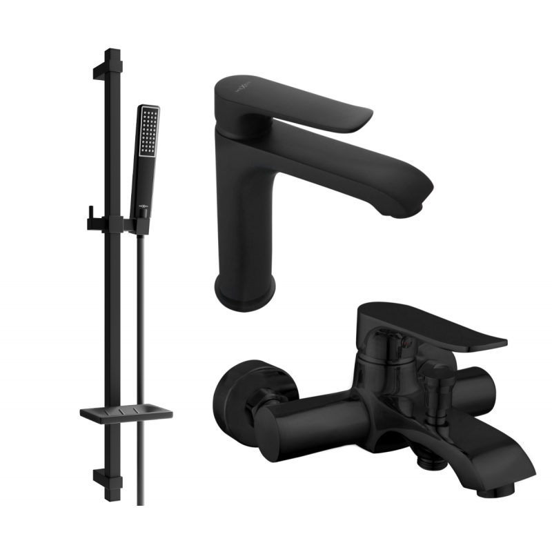 Mexen Pecos DQ72 bath set, black - 72703DQ72-70