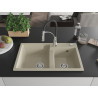 Mexen Tomas granite double-bowl kitchen sink with Aster kitchen faucet, beige - 6516-69-73450-07