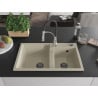 Mexen Tomas 2-Compartment Granite Sink with Aster Kitchen Faucet, Beige - 6516-69-73450-07-B