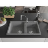 Mexen Tomas 2-chamber granite sink with Aster kitchen faucet, gray - 6516-71-73450-07