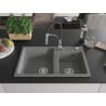 Mexen Tomas Granite 2-Bowl Kitchen Sink with Aster Tap, Grey - 6516-71-73450-07