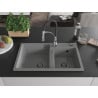 Mexen Tomas Granite Kitchen Sink 2-Bowl with Aster Tap, Grey - 6516-71-73450-07-B