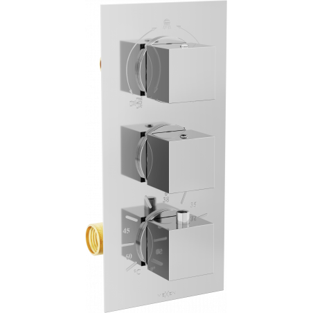 Mexen Cube thermostatic bath-shower mixer 3-way, chrome - 77503-00