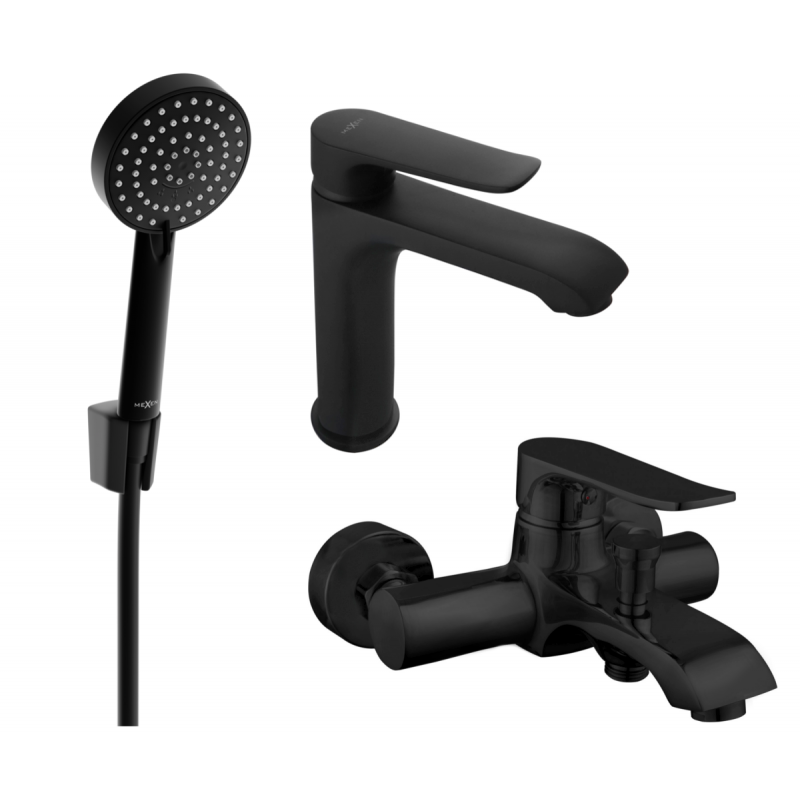 Mexen Pecos R75 bathtub set, Black - 72703R75-70
