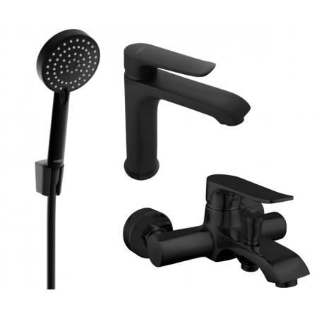 Mexen Pecos R75 bathtub set, Black - 72703R75-70