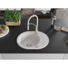 Mexen Kevin 1-bowl granite sink with drainer and Aster kitchen faucet, white - 6517-20-73450-02