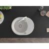 Mexen Kevin 1-bowl granite kitchen sink with drainer and Aster kitchen tap, white - 6517-20-73450-02