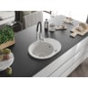 Mexen Kevin 1-compartment granite sink with a drip tray and kitchen mixer tap Aster, White - 6517-20-73450-07