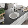 Mexen Kevin granite sink 1-bowl with drainer and kitchen faucet Aster, white - 6517-20-73450-07