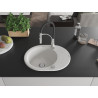 Mexen Kevin granite sink 1-bowl with drainer and kitchen faucet Aster, white - 6517-20-73450-07