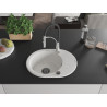 Mexen Kevin 1-bowl granite kitchen sink with drainer and Aster faucet, white - 6517-20-73450-07-B