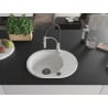 Mexen Kevin granite kitchen sink with 1 bowl, drainer, and Aster kitchen faucet, white - 6517-20-73450-07-B