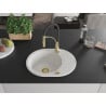 Mexen Kevin granite kitchen sink 1-bowl with drainer and kitchen faucet Aster, white - 6517-20-73450-57-G