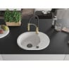 Mexen Kevin granite kitchen sink 1-bowl with drainer and Aster faucet, white - 6517-20-73450-57-B