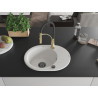 Mexen Kevin granite kitchen sink 1-bowl with drainer and Aster kitchen faucet, white - 6517-20-73450-57-B