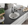 Mexen Kevin 1-Bowl Granite Sink with Drainer and Aster Kitchen Faucet, White - 6517-20-73450-70-B