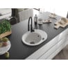 Mexen Kevin granite sink 1-bowl with drainer and kitchen faucet Aster, white - 6517-20-73450-70-B