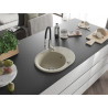 Mexen Kevin 1-bowl granite sink with drainer and Aster kitchen faucet, beige - 6517-69-73450-07