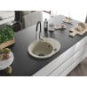 Mexen Kevin single-bowl granite kitchen sink with drainer and Aster faucet, beige - 6517-69-73450-07-B